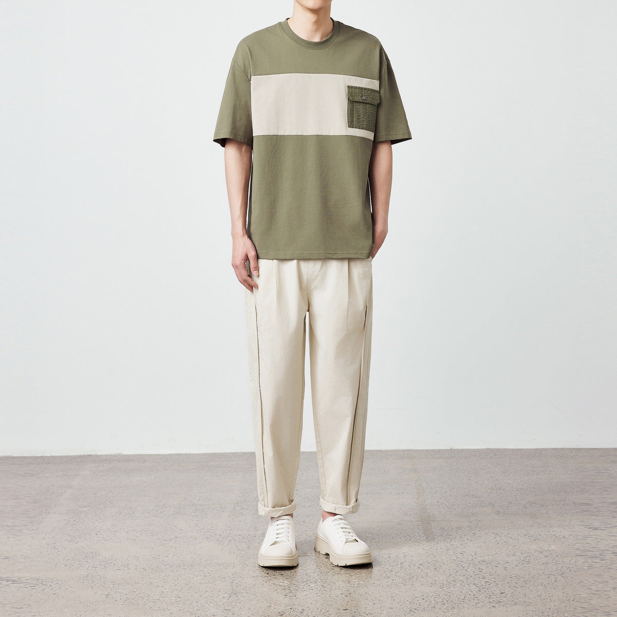 OLIVE BLOCK TEE